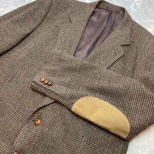 Boston Traders Mens 100% Wool Tweed Sport Coat Jacket Sz 46L Brown‎ Sleeve Patch